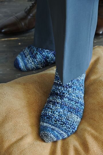 Häkelsocken "New York" Blau melierte Socken Häkelanleitung // PDF