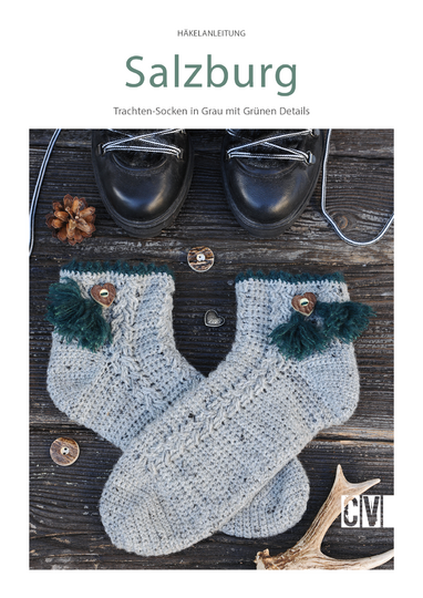 Häkelsocken "Salzburg" Trachtensocken mit Zopfmuster Häkelanleitung // PDF