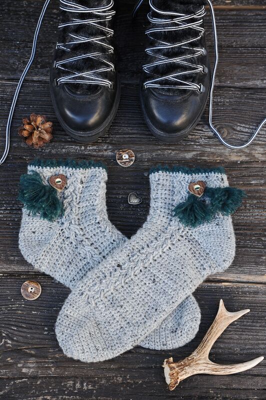 Häkelsocken "Salzburg" Trachtensocken mit Zopfmuster Häkelanleitung // PDF - Bild 5