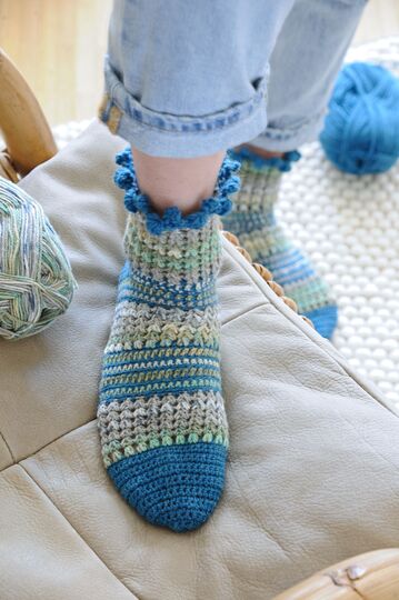 Häkelsocken "San Francisco" im Fischgrätenmuster Häkelanleitung // PDF