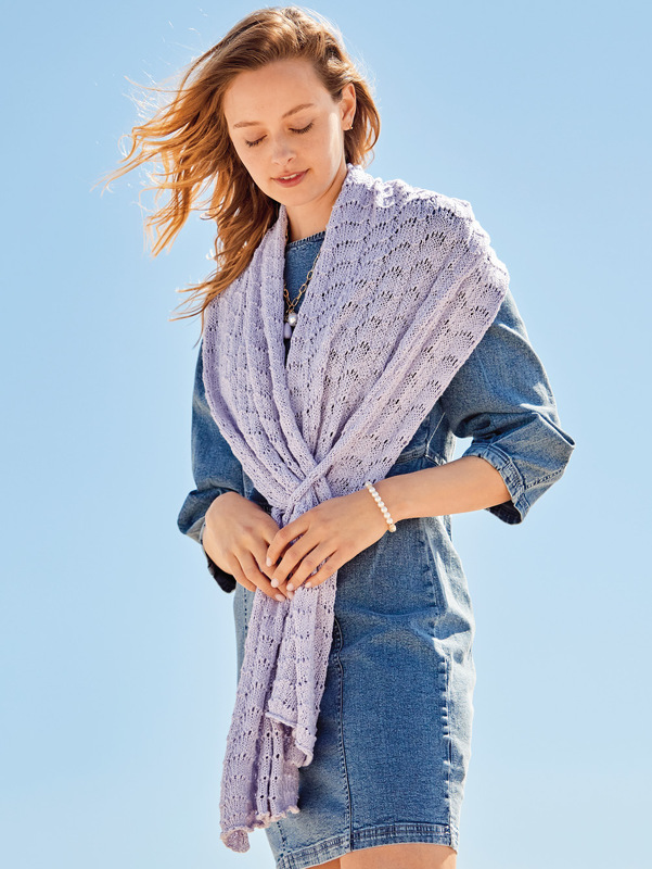 Stola/Tuch mit Ajourmuster in Flieder
