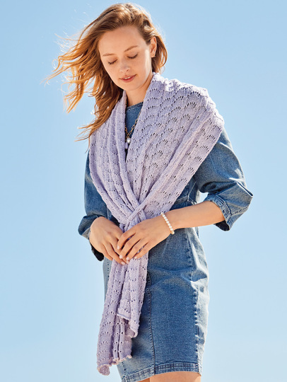 Stola/Tuch mit Ajourmuster in Flieder