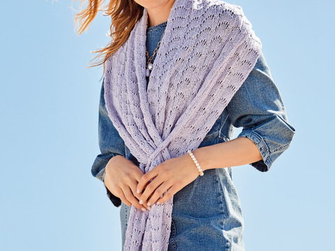 Stola/Tuch mit Ajourmuster in Flieder