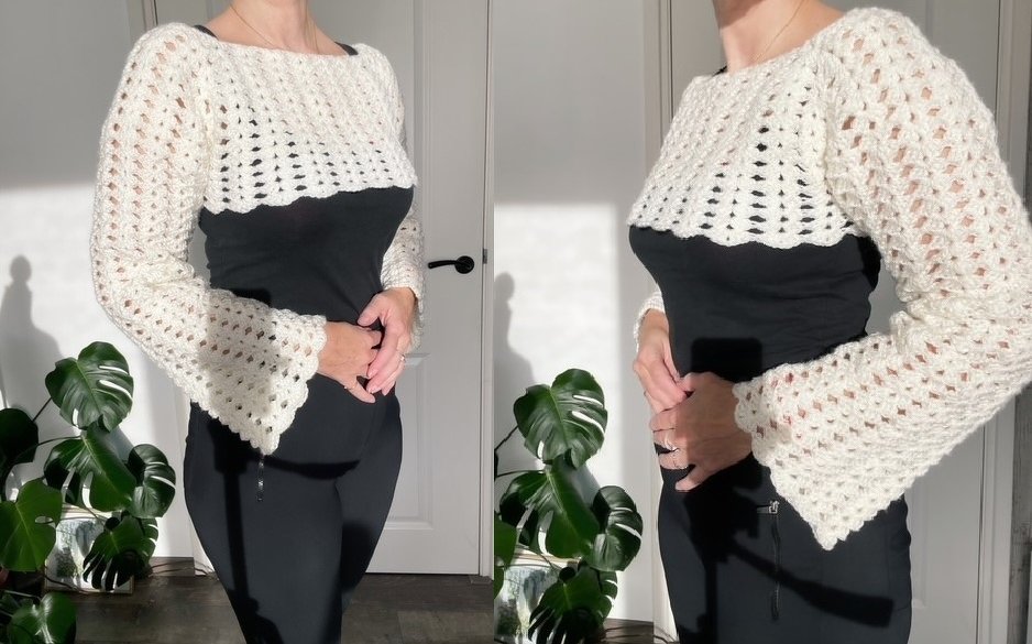 Crochet flower long sleeves top "Berber" - Image 4