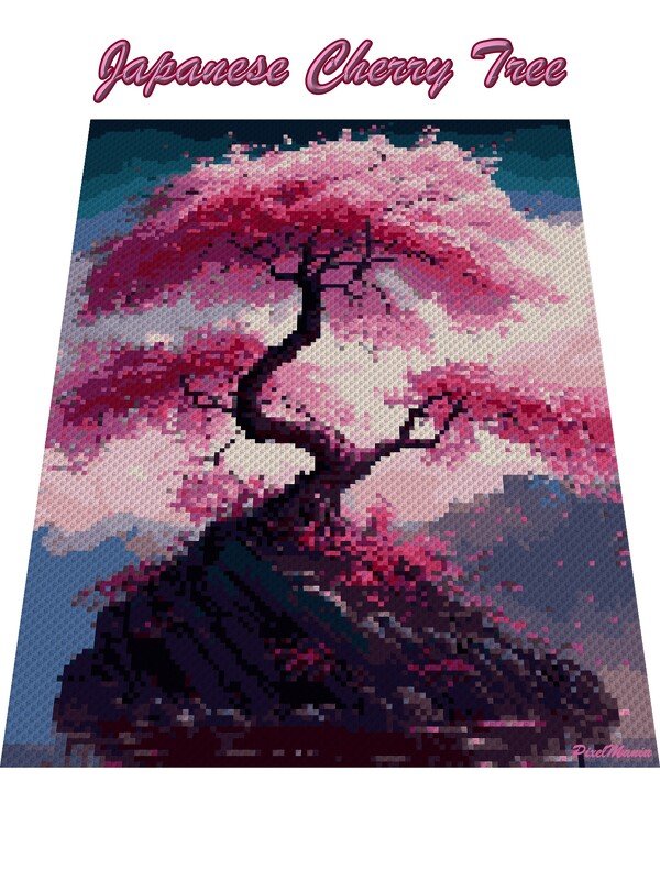 JAPANESE CHERRY TREE - pattern for c2c crochet blanket - Image 2