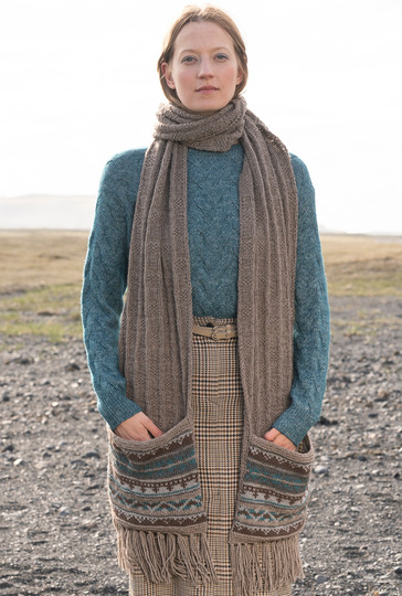 Schal mit Jacquardblenden