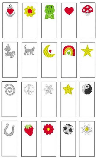 Stickdatei - Label 20 Motive 2 Größen 18cm + 26cm Rahmen