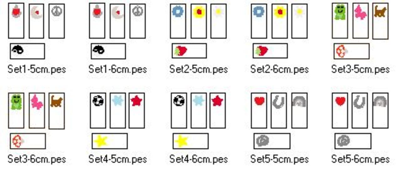 Stickdatei - Label 20 Motive 2 Größen 10cm Rahmen