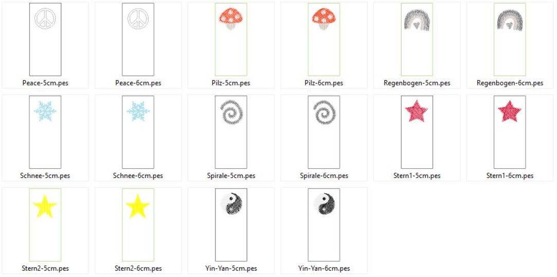 Stickdatei - Label einzeln 20 Motive 2 Größen