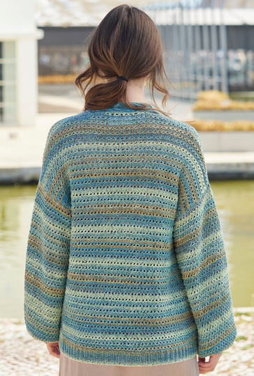 Jacke mit Schalkragen in grün-blauem Farbverlauf