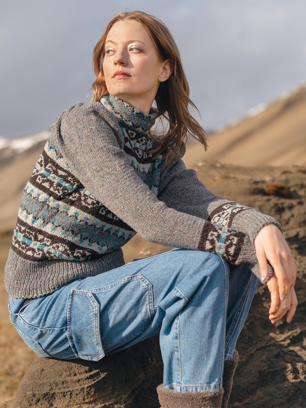 Jacquardmusterpulli mit Puffärmeln