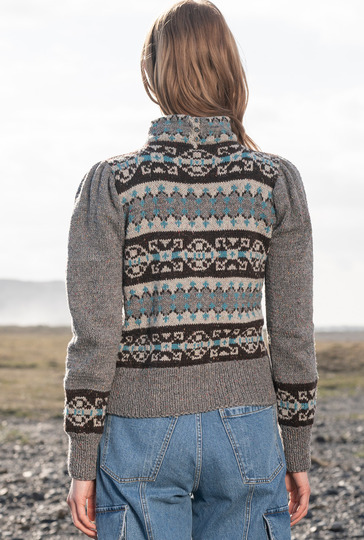 Jacquardmusterpulli mit Puffärmeln