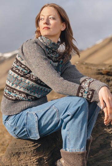 Jacquardmusterpulli mit Puffärmeln