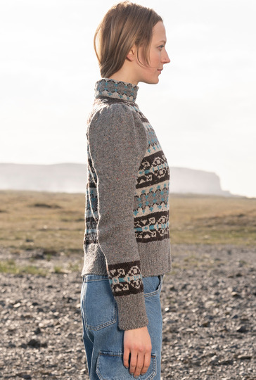 Jacquardmusterpulli mit Puffärmeln