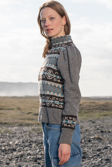 Jacquardmusterpulli mit Puffärmeln