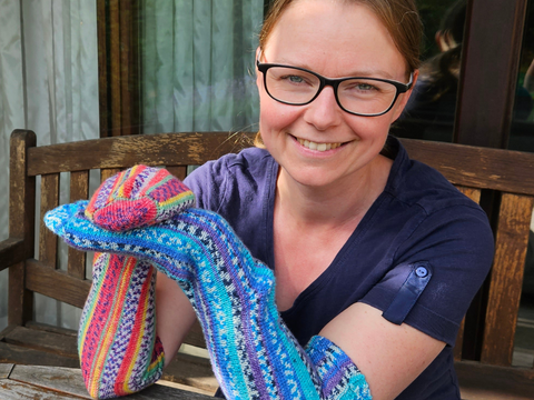 quergestrickte Socken in glatt rechts Größe 34 bis 35