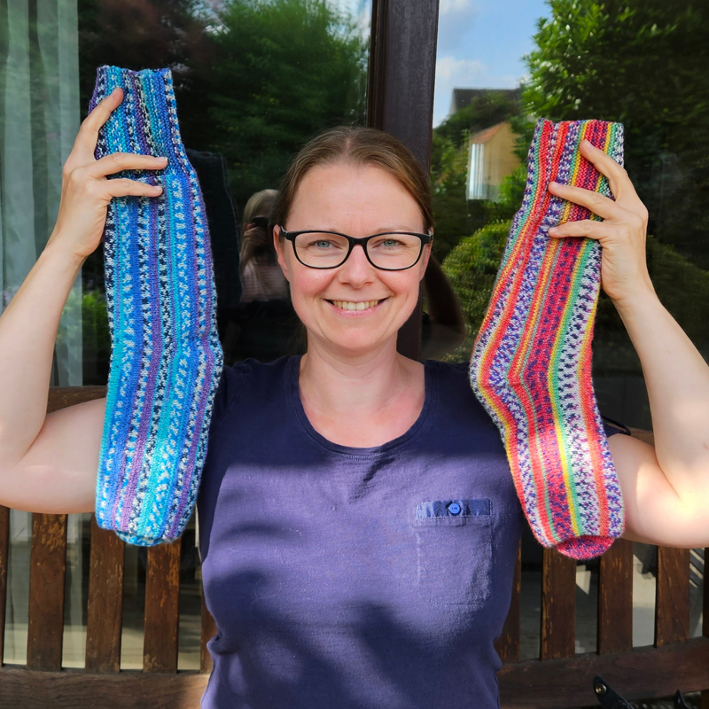 quergestrickte Socken in glatt rechts Größe 38 bis 39 - Bild 5