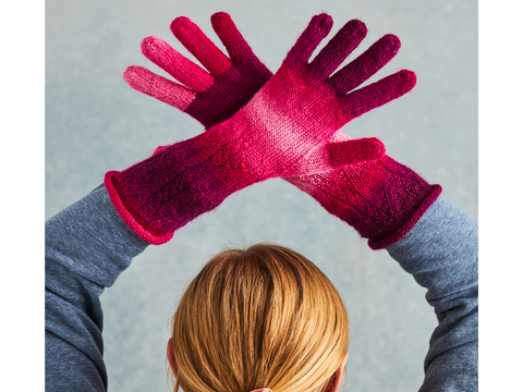 Fingerhandschuhe "Handspiel" mit Zopfmuster in Pink Strickanleitung // PDF