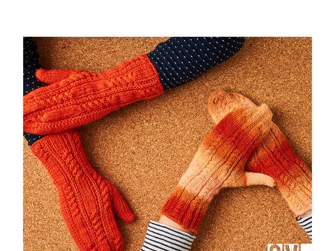 Fäustlinge "Kürbis-Gold" in Herbstfarben Strickanleitung // PDF