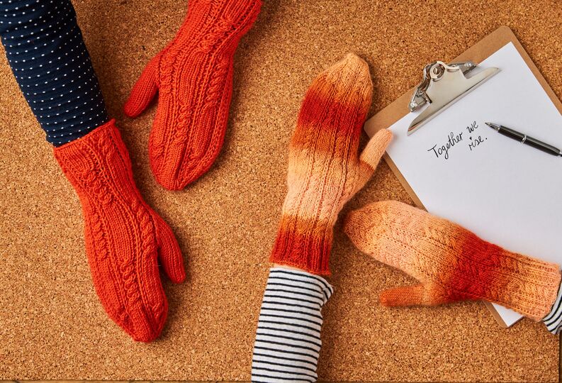 Fäustlinge "Kürbis-Gold" in Herbstfarben Strickanleitung // PDF