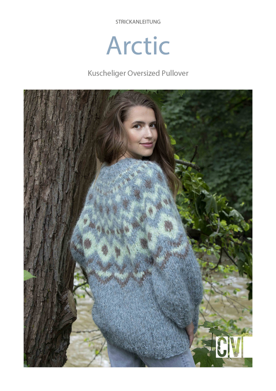 Strickpullover "Arctic" Oversized in Blau mit Muster Strickanleitung // PDF