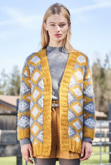 Aufsehen erregende Rautenmuster-Jacke