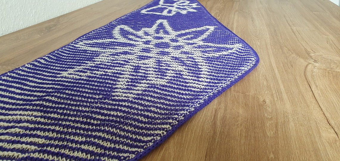 Edelweiß, flaches Tuch, Schattenstricken, Illusionsstricken, Motivtuch