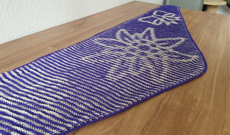 Edelweiß, flaches Tuch, Schattenstricken, Illusionsstricken, Motivtuch