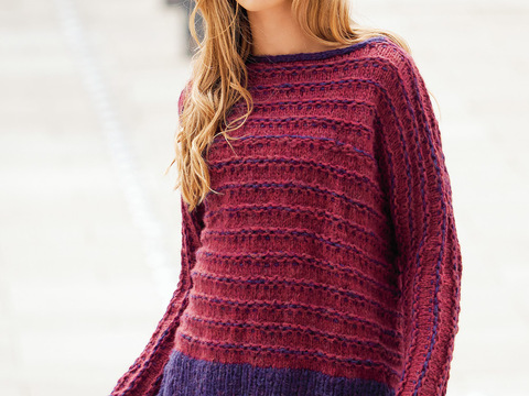 Pulli mit Fledermausärmeln in Rot und Violett