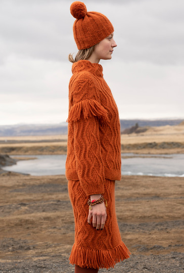 Set aus Pulli, Rock und Mütze