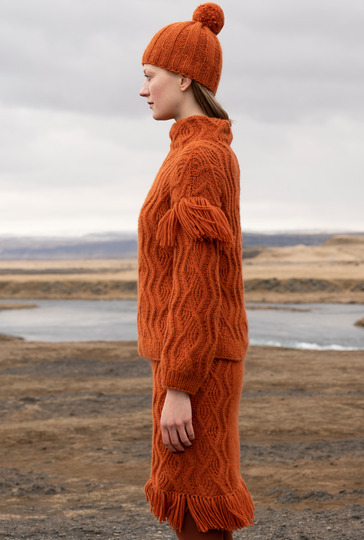 Set aus Pulli, Rock und Mütze