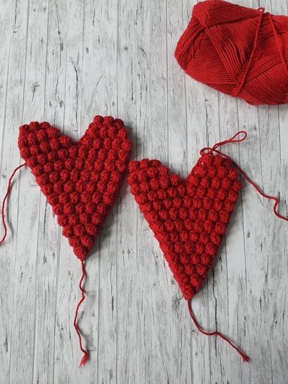 Häkelanleitung: Noppenherzen Ruby - in 3 Grössen - kein Nähen nötig!