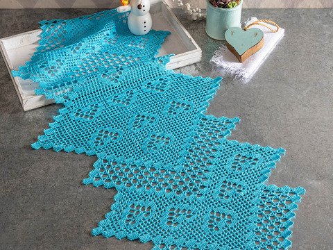 Läufer mit Herzen in Türkis