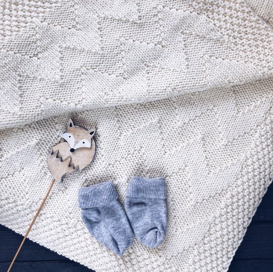 Babydecke im Chevron Muster Strickanleitung 5 Größen