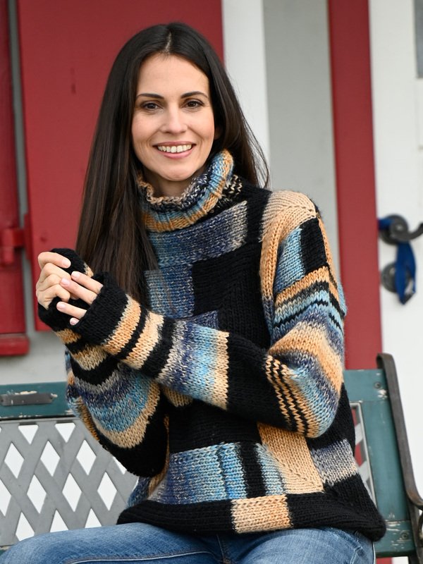 Strickanleitung: Pullover in Patchoptik
