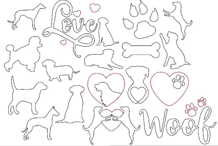 Stickdatei - Hundeliebe Linien  Hund