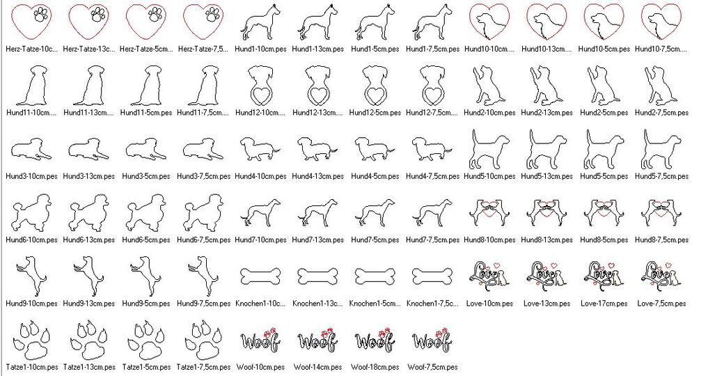 Stickdatei - Hundeliebe Linien  Hund