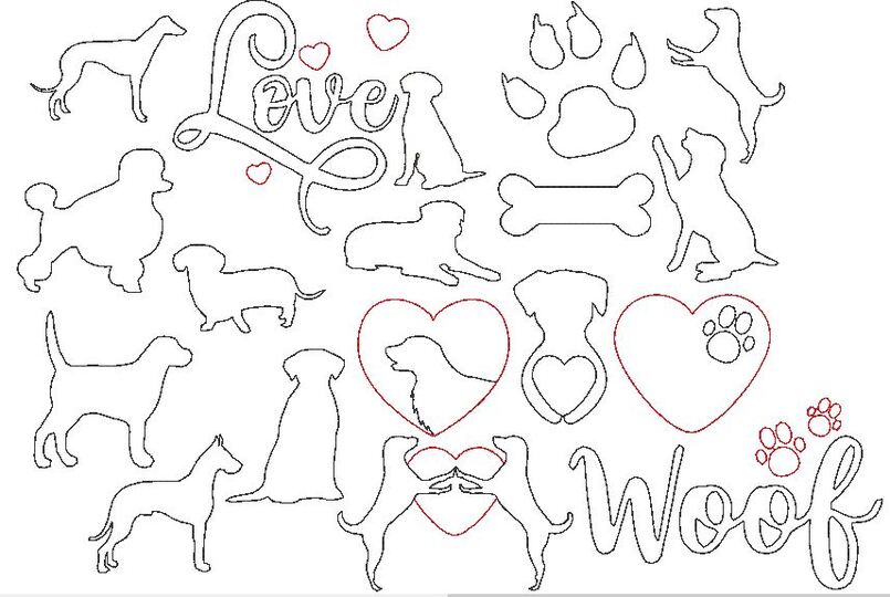 Stickdatei - Hundeliebe Linien  Hund