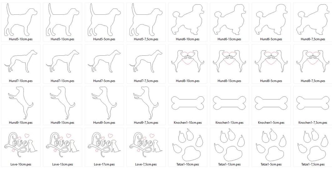 Stickdatei - Hundeliebe Linien  Hund
