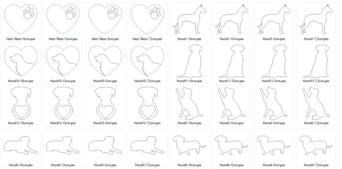 Stickdatei - Hundeliebe Linien  Hund
