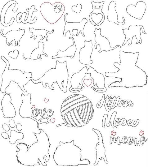 Stickdatei - Katzenliebe Linien  Katze