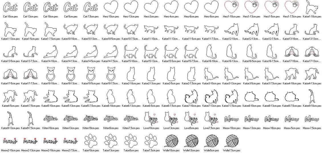 Stickdatei - Katzenliebe Linien  Katze