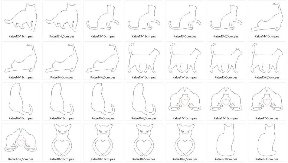 Stickdatei - Katzenliebe Linien  Katze