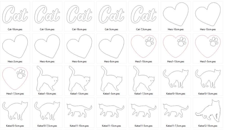 Stickdatei - Katzenliebe Linien  Katze