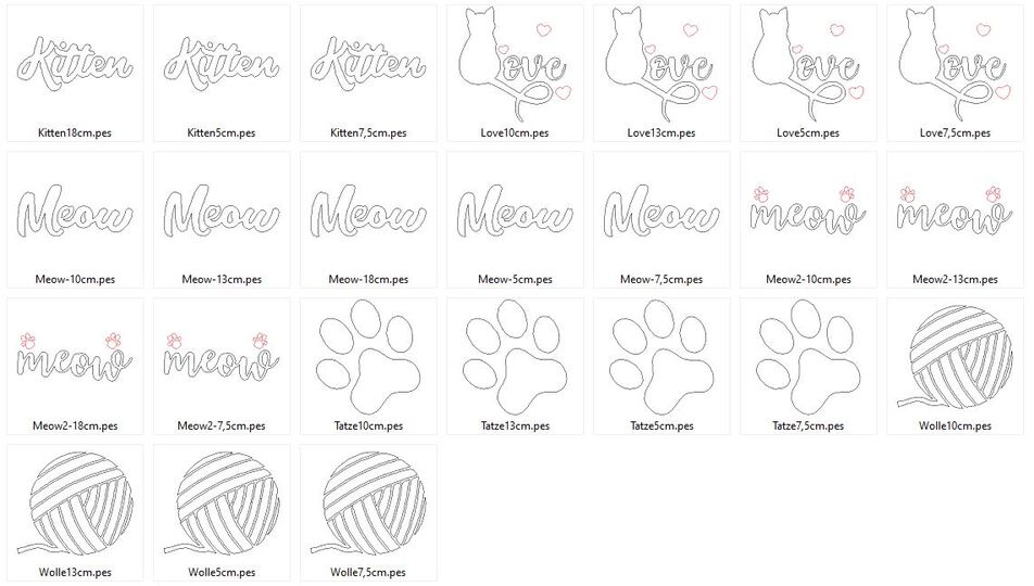 Stickdatei - Katzenliebe Linien  Katze