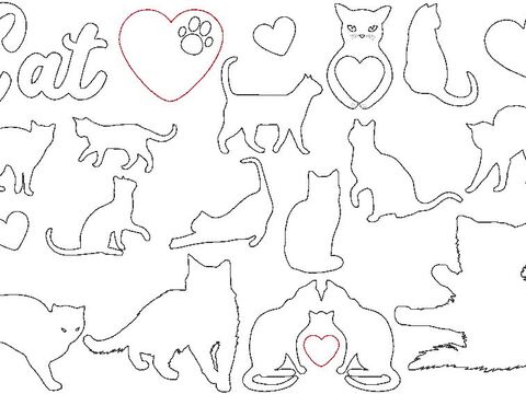 Stickdatei - Katzenliebe Linien  Katze