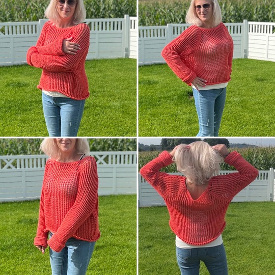 Häkelanleitung Oversize-Netzpulli "Uni"