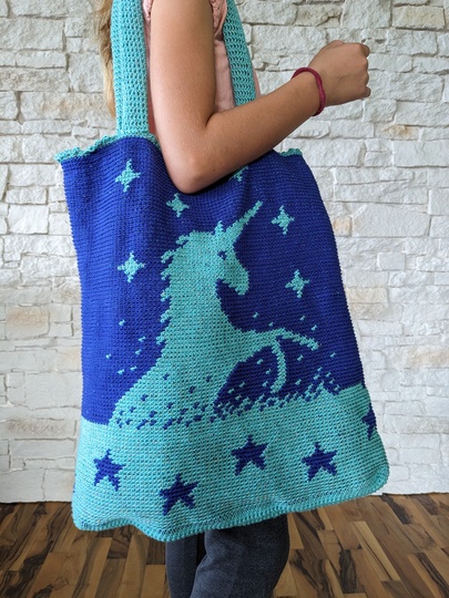 Tasche / Shopper "Life is magic", super stabil - Häkelanleitung