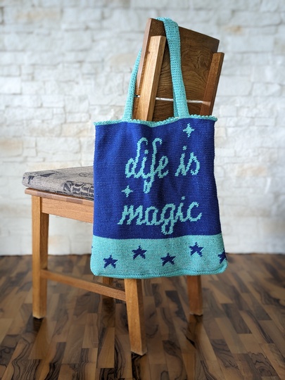 Tasche / Shopper "Life is magic", super stabil - Häkelanleitung