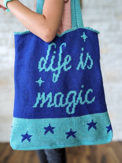 Tasche / Shopper "Life is magic", super stabil - Häkelanleitung